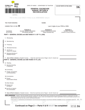 Hawaii General Excise and Use Tax Annual Return