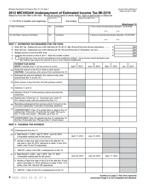 Michigan Underpayment of Estimated Income Tax Form