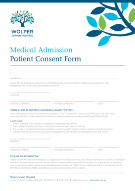 Medical Admission Patient Consent Form