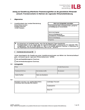 Antrag auf Gewährung öffentlicher Finanzierungshilfen an die gewerbliche Wirtschaft