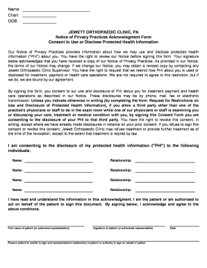 HIPAA Privacy Practices Consent Form