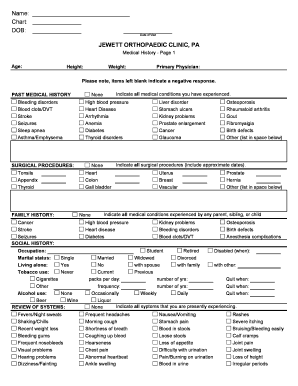 Blank blood pressure chart - Adult Medical Registration and Medical History Forms - Jewett ...