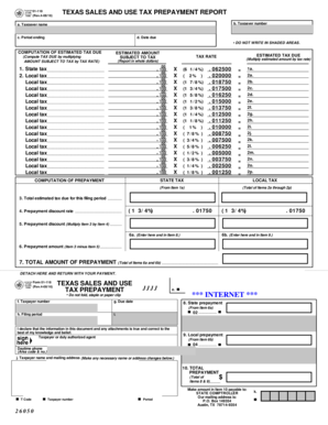 Texas Sales and Use Tax Prepayment Report