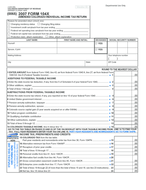 Amended Colorado Individual Income Tax Return
