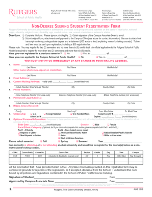 Rutgers Non-Degree Student Registration Form