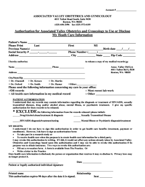 Fillable Online Records Request Form - Associated Valley OBGYN Fax ...