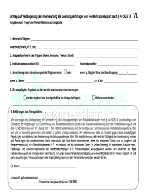 Antrag auf Verlängerung der Anerkennung als Leistungserbringer von Rehabilitationssport
