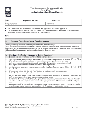 Texas Air Quality Compliance Plan Form
