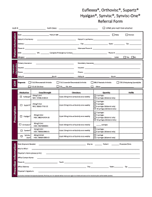 Medical Referral Form for Hyaluronic Acid Injections