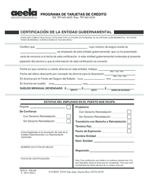 Certificación de la Entidad Gubernamental