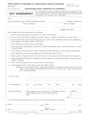 Pet Agreement for Rental Property
