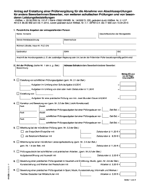 Antrag auf Erstattung einer Prüfervergütung