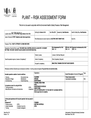 Security risk assessment template word - PLANT RISK ASSESSMENT FORM - Faculty of the VCA and MCM - vca-mcm unimelb edu