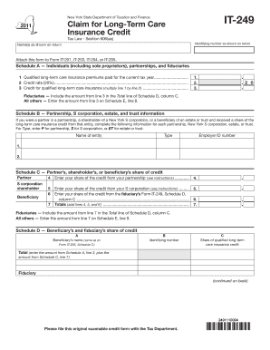 New York Long-Term Care Insurance Credit Form IT-249