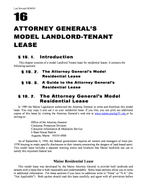 Maine Attorney General's Model Residential Lease