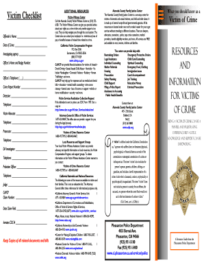 Alameda County Family Justice Center Victim Checklist