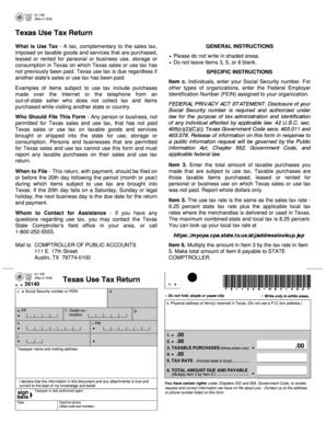 Texas Use Tax Return Form 01-156