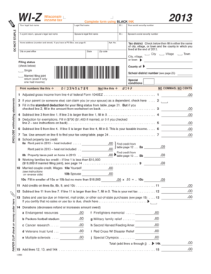 Wisconsin Form WI-Z 2013