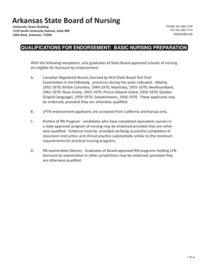Arkansas Nursing License Endorsement Application