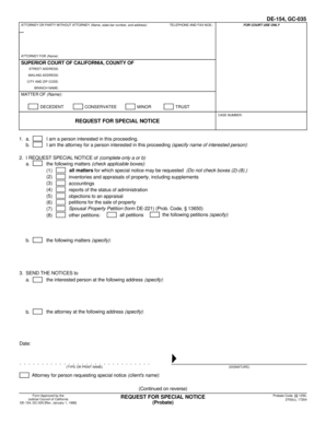 California Request for Special Notice Form