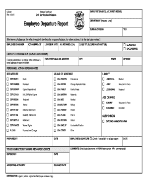 Addendum to contract template - employee departure email form