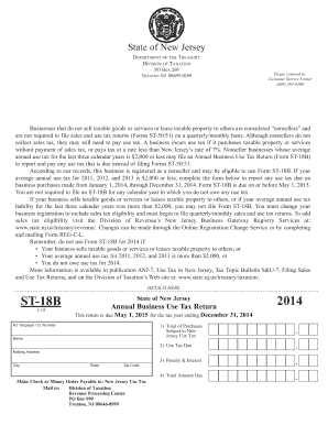 New Jersey Annual Business Use Tax Return