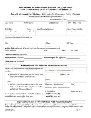 Medicare Prescription Drug Plan Enrollment Form