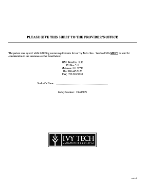 Ivy Tech Student Accident Claim Form