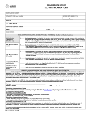 Commercial Driver Self-Certification Form
