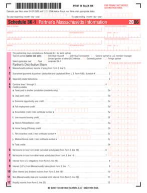 Schedule 3K-1 Partner’s Massachusetts Information 2006