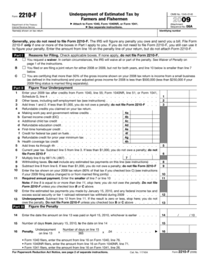 Form 2210-F Underpayment of Estimated Tax