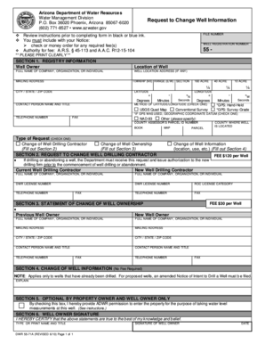 Arizona Well Information Change Request