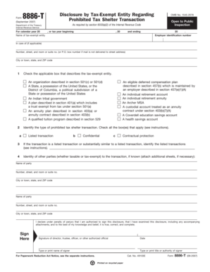 Form 8886-T Prohibited Tax Shelter Transaction Disclosure