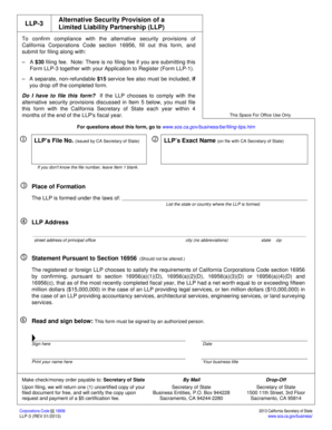 California LLP-3 Alternative Security Provision Form