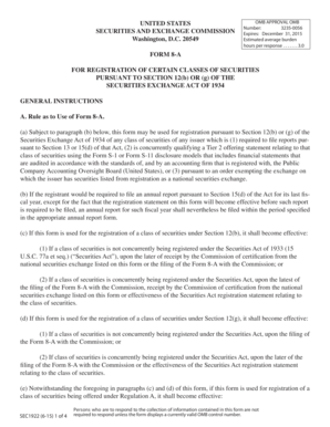 Form 8-A for Securities Registration