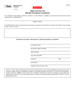 Ohio Blanket Exemption Certificate