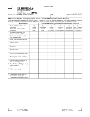 PA Schedule M Tax Form