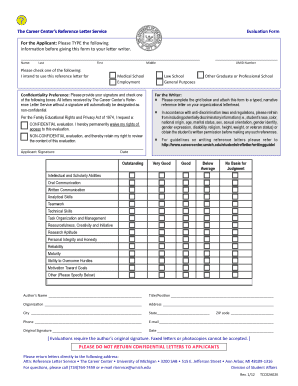 University of Michigan Reference Letter Evaluation Form