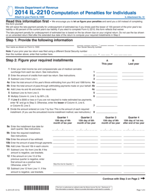 Illinois IL-2210 Computation of Penalties for Individuals