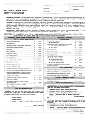 California Welfare-to-Work Activity Assignment Form
