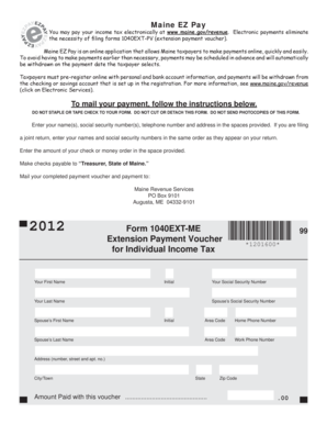 Maine 1040EXT-ME Extension Payment Voucher