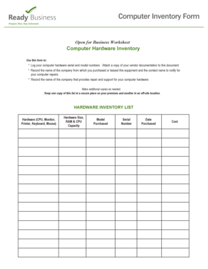 Computer Hardware Inventory Form