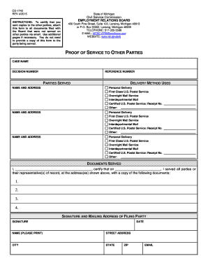 Proof of Service to Other Parties