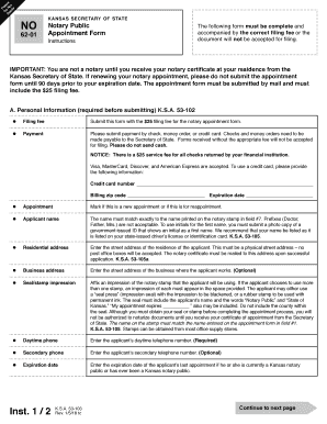 Kansas Notary Public Appointment Form