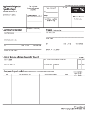 California Supplemental Independent Expenditure Report Form 465
