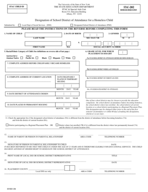 STAC-202 Homeless Child School District Designation Form