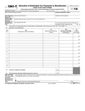Form 1041-T Allocation of Estimated Tax Payments to Beneficiaries