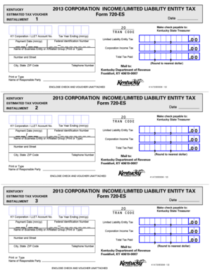 Kentucky Corporation Income/Limited Liability Entity Tax Estimated Tax Voucher