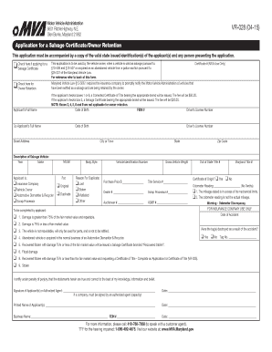 Maryland Salvage Certificate Application