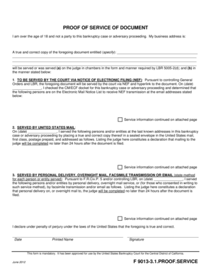 Proof of Service of Document